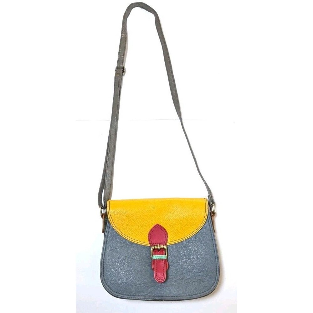 Soruka Colorblock Recycled Leather Crossbody Saddle Bag Multi-Color Bohemian